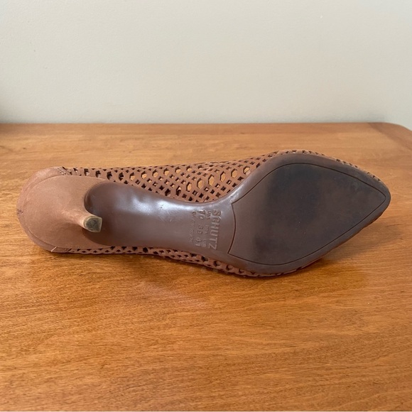 SCHUTZ Tan Brown Neutral Perforated Heels - Picture 9 of 9